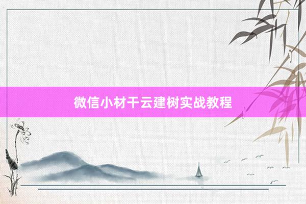 微信小材干云建树实战教程